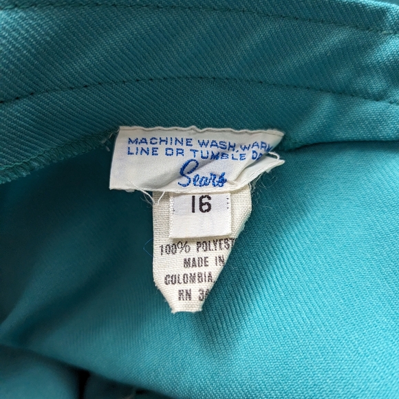 Vintage High Waist Wide Leg Teal Pants from Sears - Picture 4 of 8